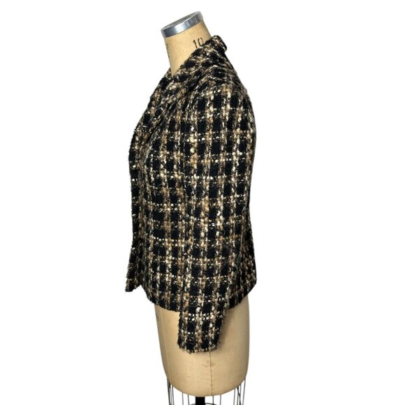Vintage tweed blazer in black and tan by Talbots Size S - Picture 2 of 7